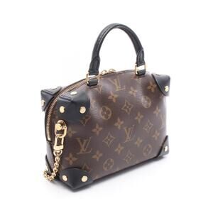 Louis Vuitton Malle Souple Handbag Canvas Leather Monogram Brown Black